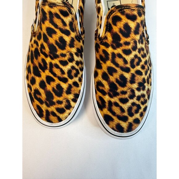 Vans Classic Size W9 M6.5 Leopard Print Slip-On Sneaker Comfort Shoe - Picture 4 of 14